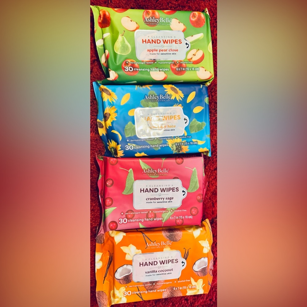 Set of 4 New Seasonal Variety Ashley Belle Hand Sanitizer Wipes